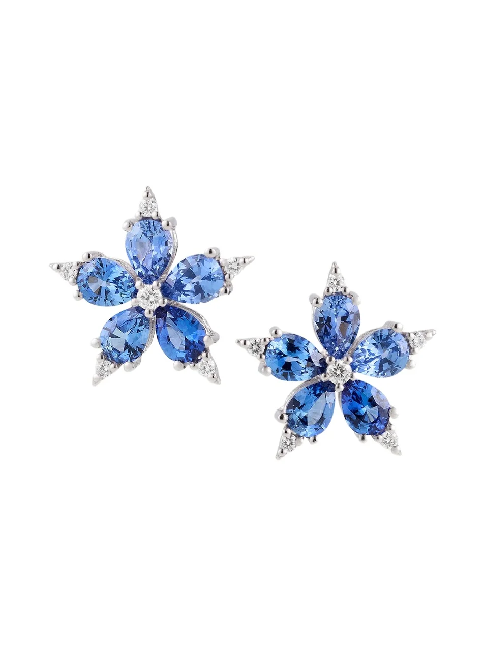Small Stellanise Blue Sapphire & Diamond Stud Earrings Small Stellanise Blue Sapphire & Diamond Stud Earrings