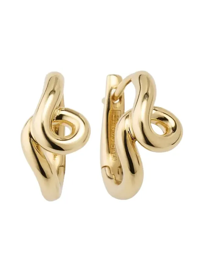 Single Wave Hoop Earrings in 9K Yellow Gold