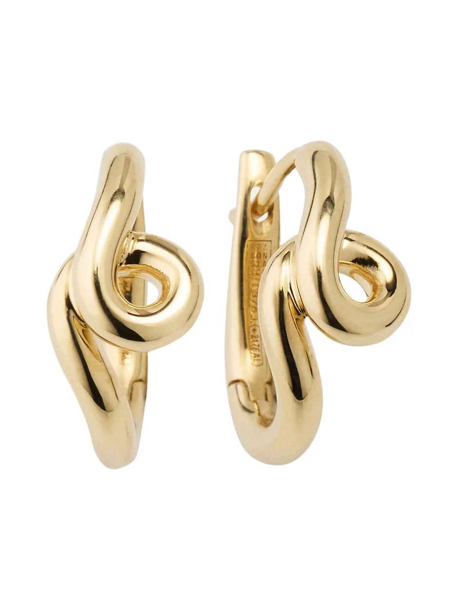 Single Wave Hoop Earrings in 9K Yellow Gold Single Wave Hoop Earrings in 9K Yellow Gold
