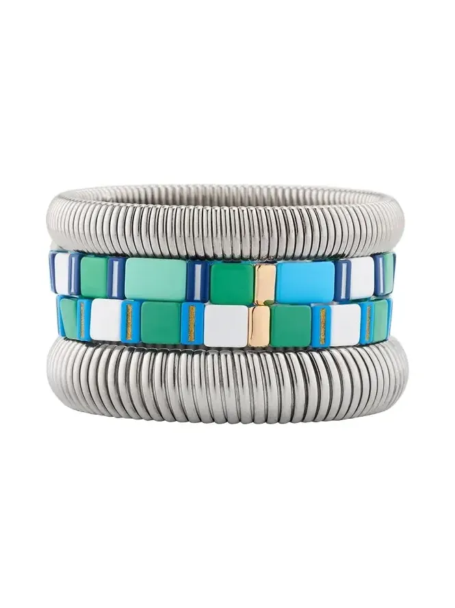 The Mykonos Stack Cobra Bracelets, Set of 4