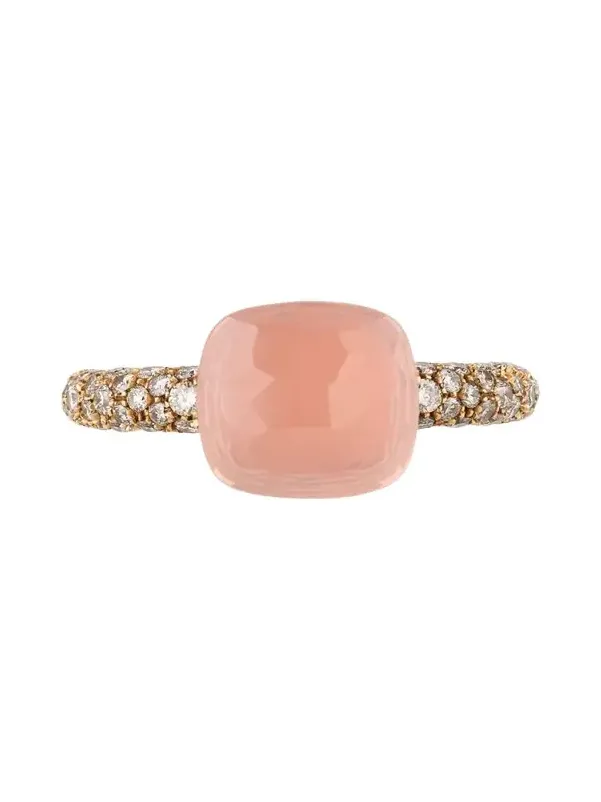 18K Gold Nudo Classic Rose Quartz Diamond Ring