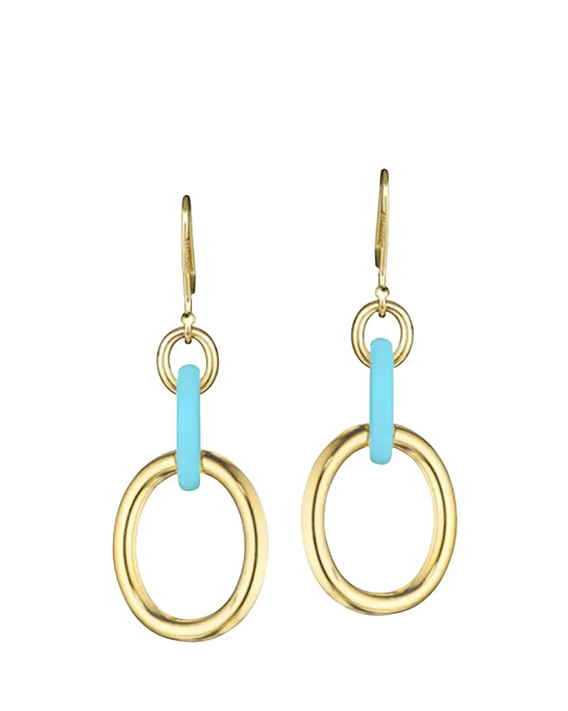 FARAONE MENNELLA by R.F.M.A.S. 18K Yellow Gold and Turquoise Drop Earrings