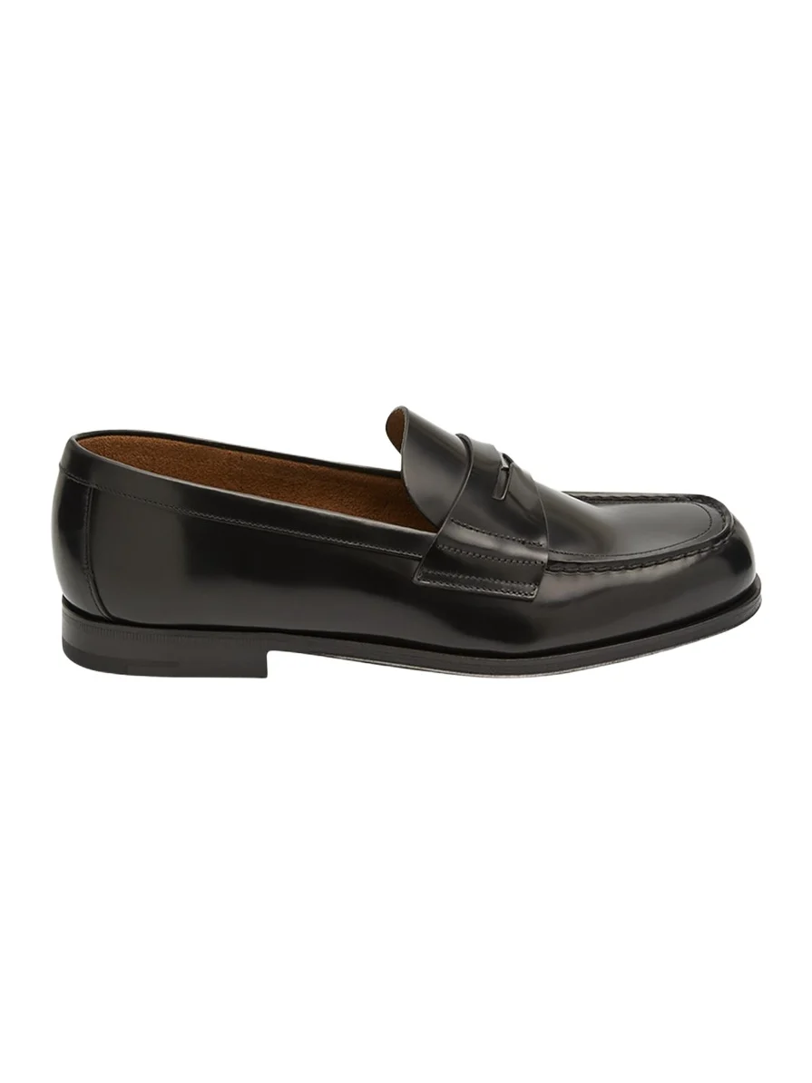 Prada Men's Spazzolato Triangle Logo Penny Loafers
