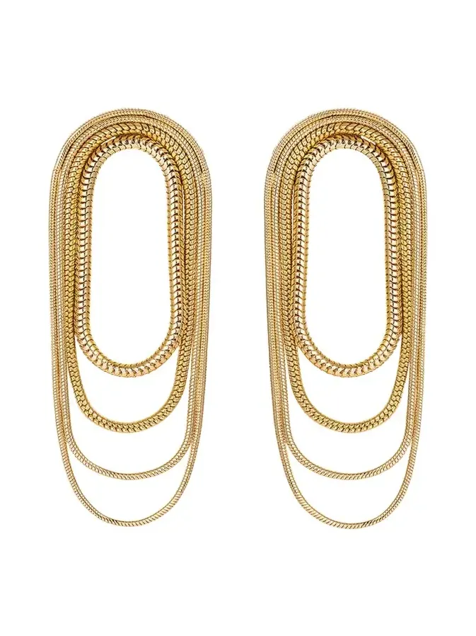 18k Yellow Gold Multi-Chain Earrings