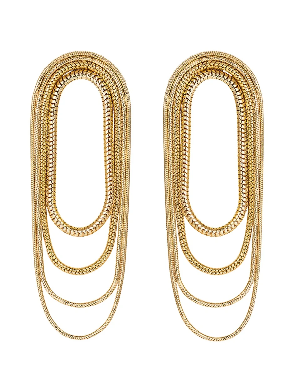 18k Yellow Gold Multi-Chain Earrings