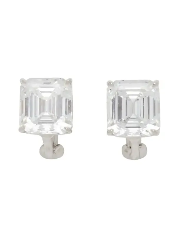 Sterling Silver 6.5ct Emerald-Cut Stud Earrings Sterling Silver 6.5ct Emerald-Cut Stud Earrings