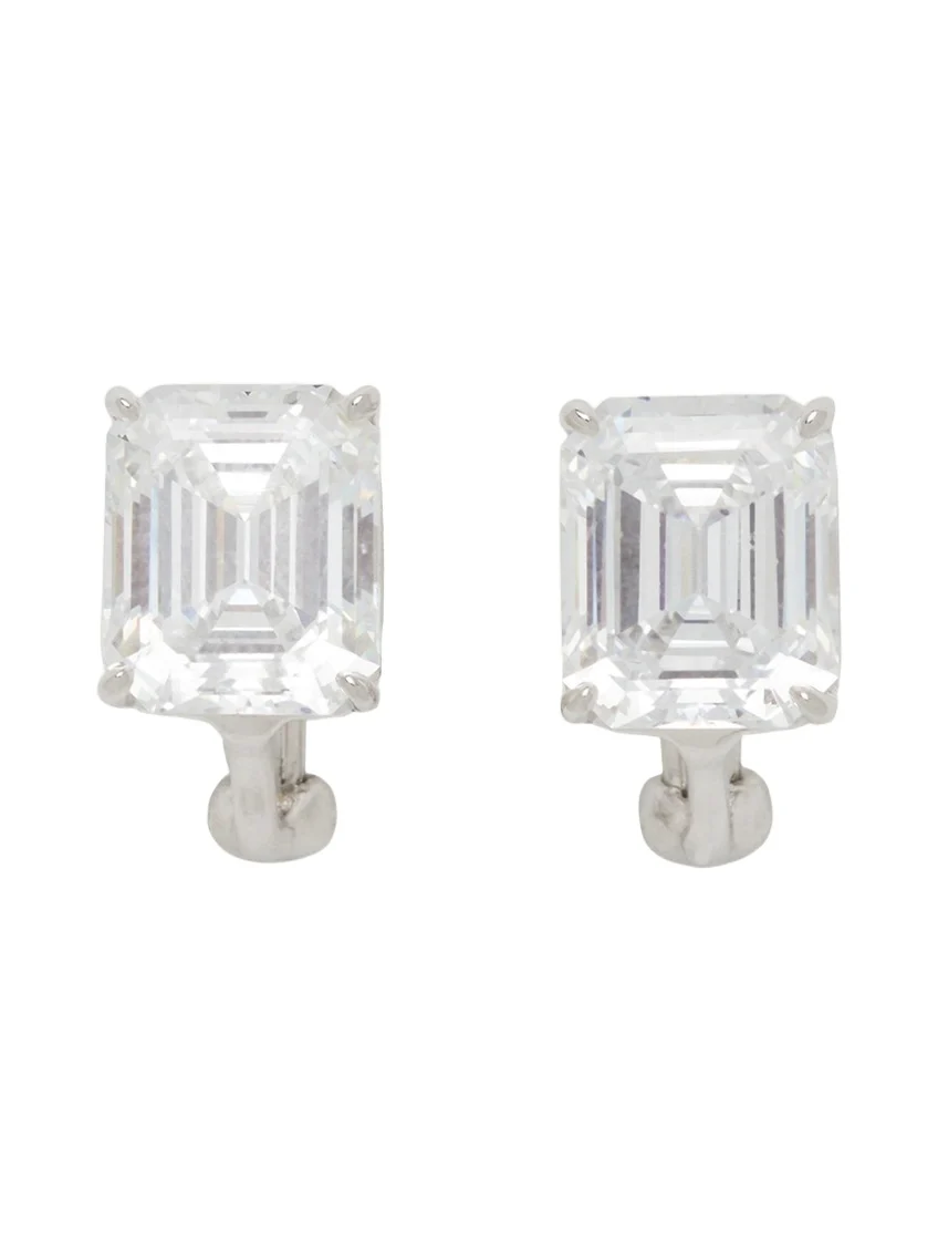 Sterling Silver 6.5ct Emerald-Cut Stud Earrings Sterling Silver 6.5ct Emerald-Cut Stud Earrings
