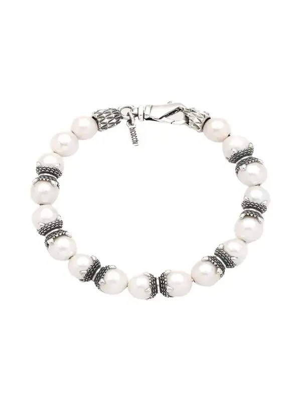 Men's Sterling Silver and Pearl Beaded Bracelet Men's Sterling Silver and Pearl Beaded Bracelet