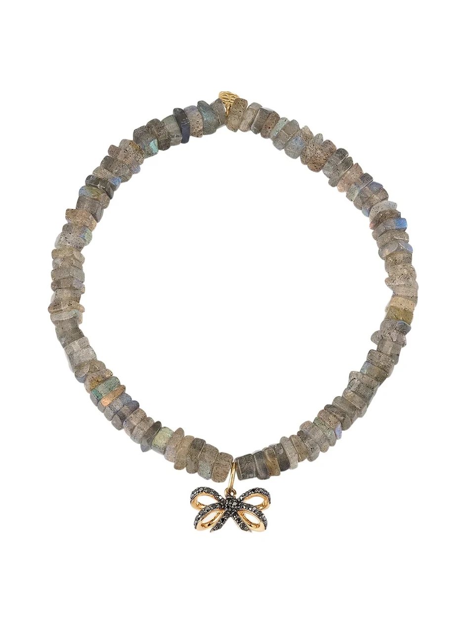 Sydney Evan 14K Pave and Labradorite Bracelet with Double Bow Charm