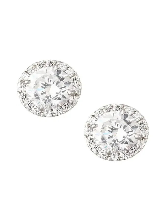 Sterling Silver 1.5ct Pave Stud Earrings Sterling Silver 1.5ct Pave Stud Earrings