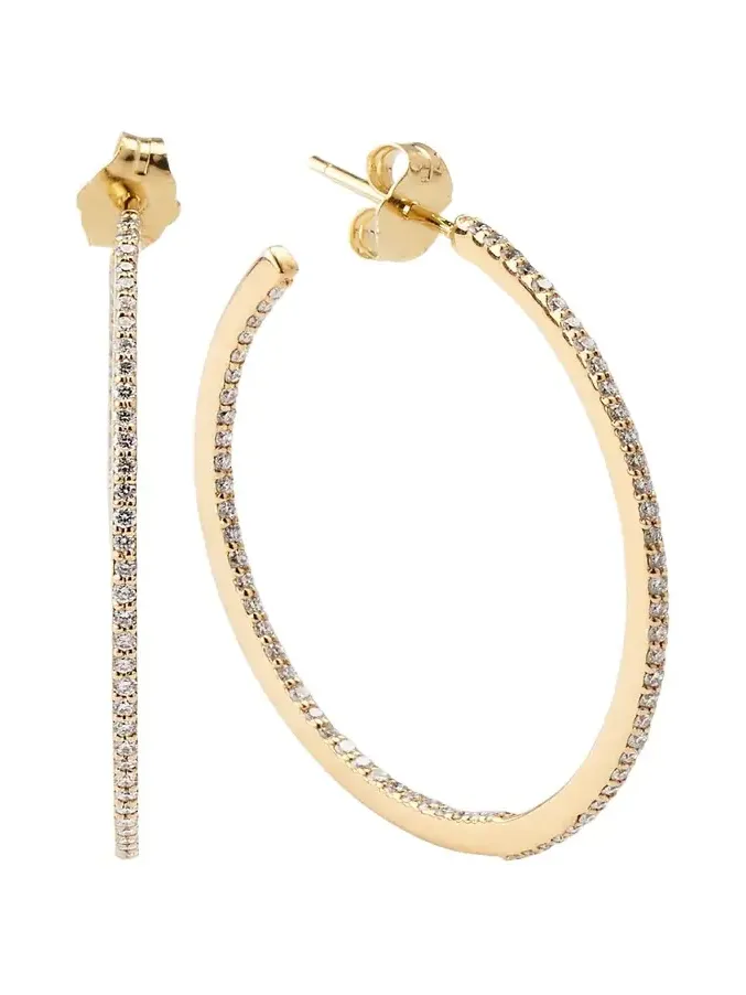 32mm 14K Gold Flawless Diamond Hoops Earrings 32mm 14K Gold Flawless Diamond Hoops Earrings