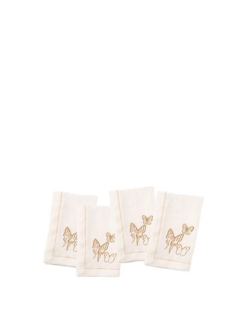 Hunt Slonem Painted Butterfly Embroidered Linen Dinner Napkin | Image 1 Hunt Slonem Painted Butterfly Embroidered Linen Dinner Napkin | Image 1