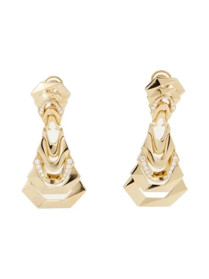 18k Yellow Gold Diamond White Crow Earrings 18k Yellow Gold Diamond White Crow Earrings