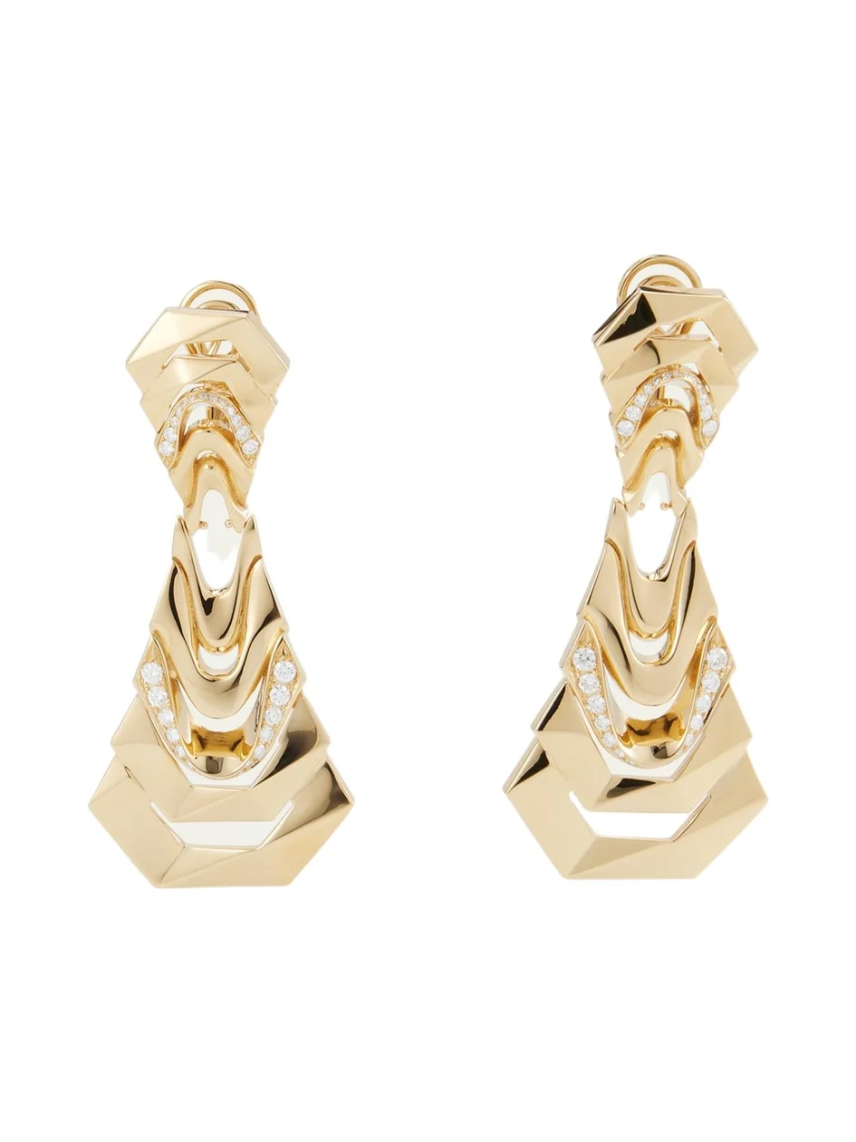 DRIES CRIEL 18k Yellow Gold Diamond White Crow Earrings