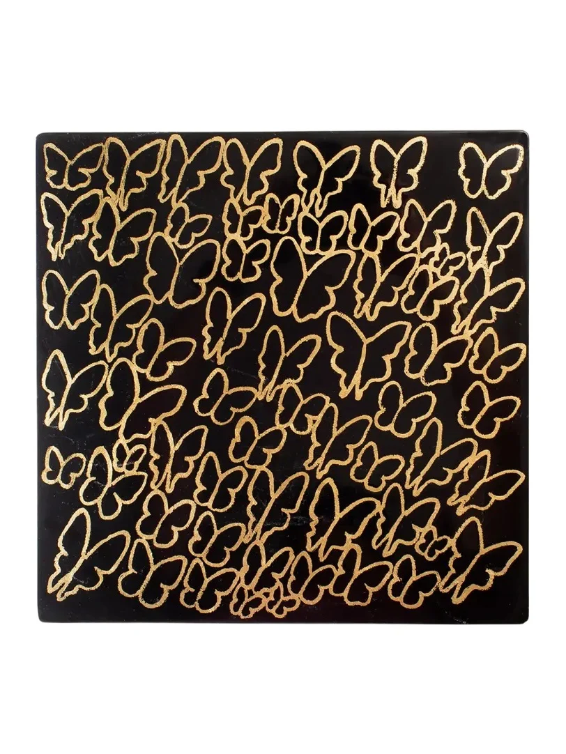 Hunt Slonem Midnight Butterflies Square Lacquer Placemat