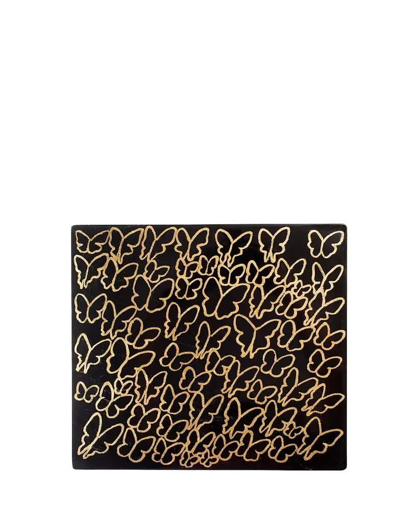 Hunt Slonem Midnight Butterflies Square Lacquer Placemat | Image 1 Hunt Slonem Midnight Butterflies Square Lacquer Placemat | Image 1
