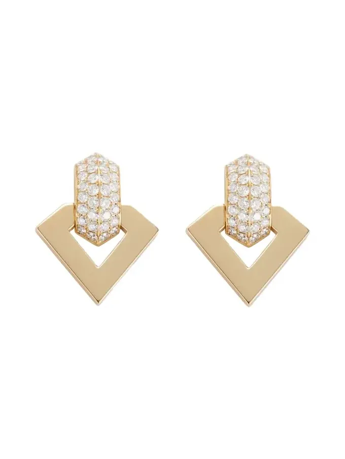 18k Yellow Gold Diamond Brute Pendant Earrings 18k Yellow Gold Diamond Brute Pendant Earrings