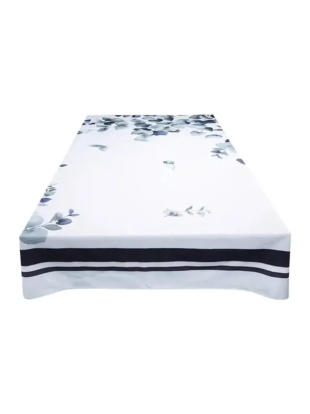 The Lino Eucalyptus Navy Tablecloth, 71" x 125"