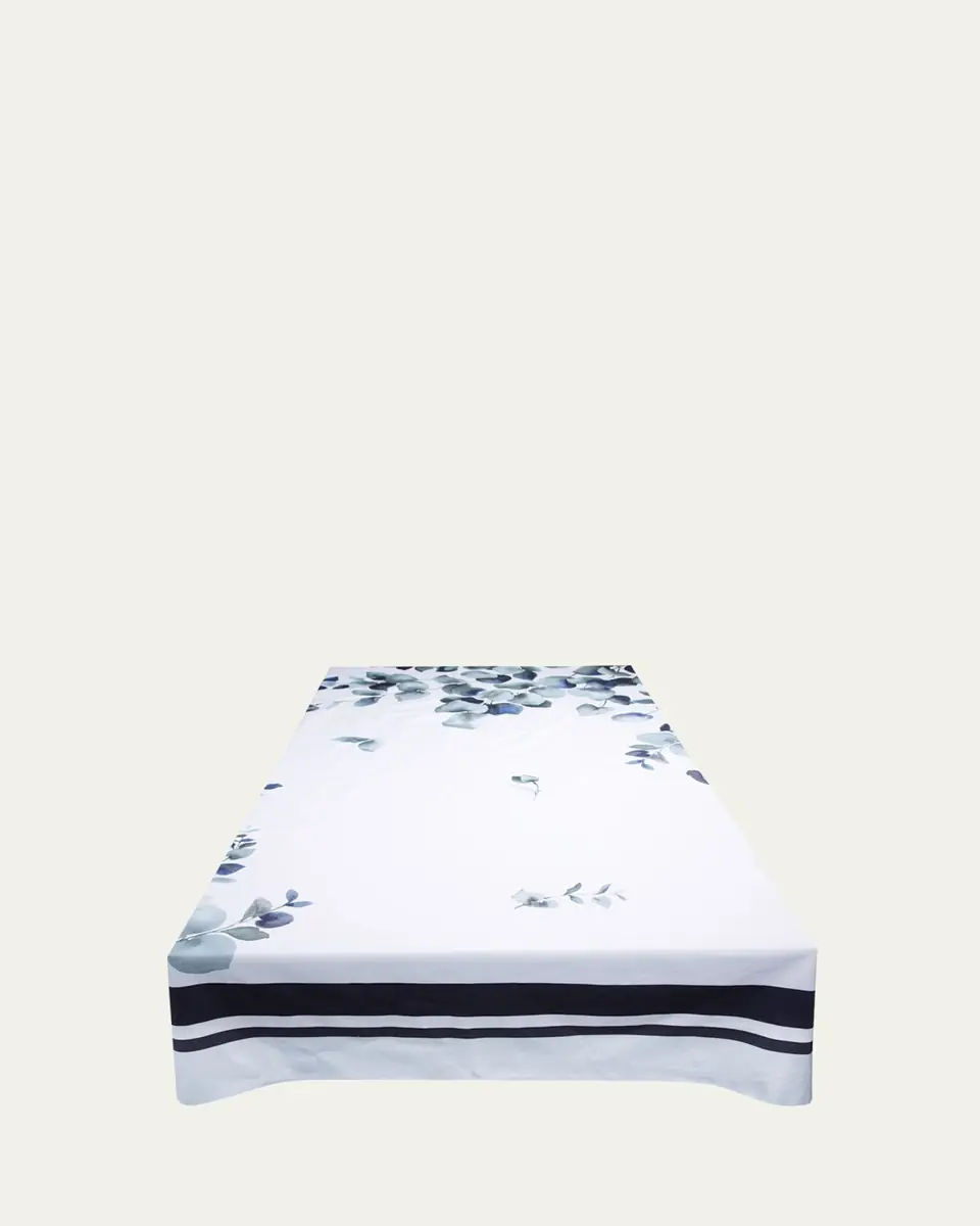 The Lino Eucalyptus Navy Tablecloth, 71" Square | Thumbnail 3