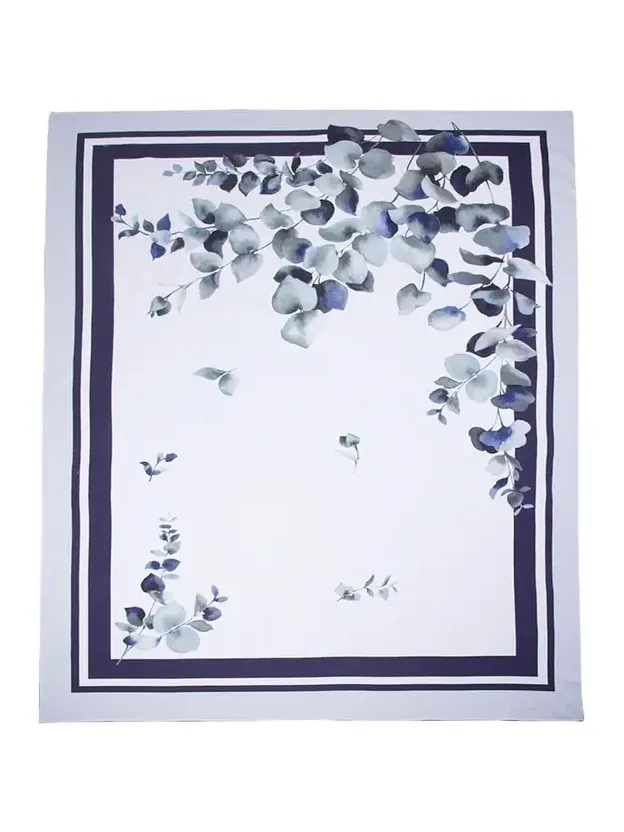 The Lino Eucalyptus Navy Tablecloth, 71" Square
