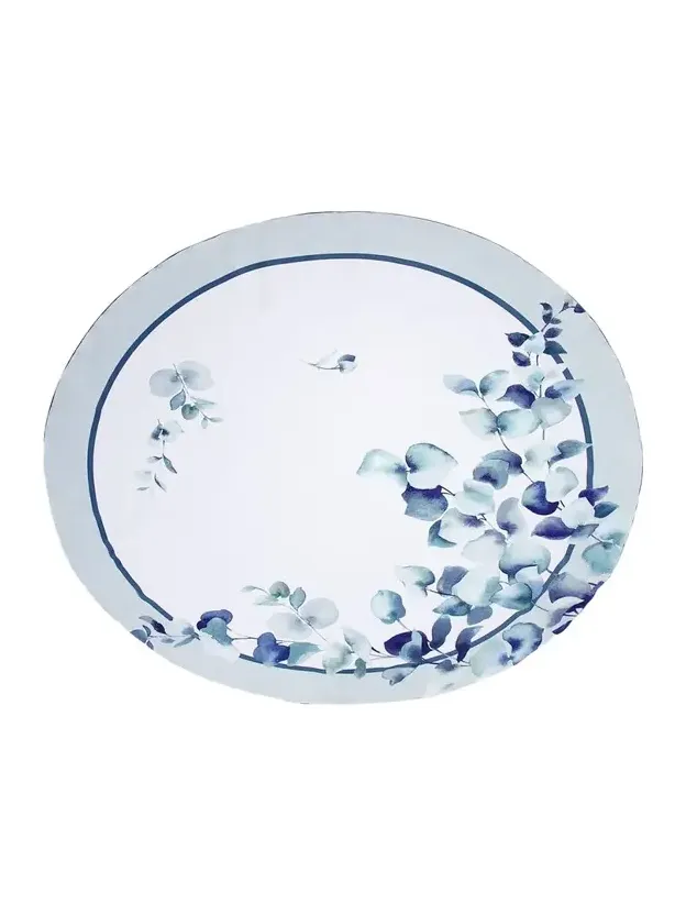 The Lino Eucalyptus Navy Tablecloth, 71" Round
