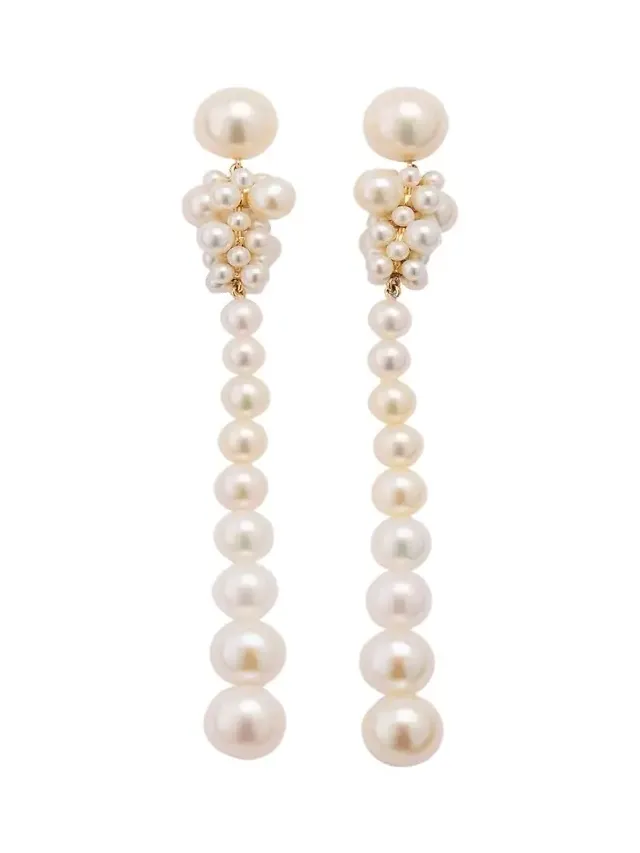 14K Recycled Gold Colona Earrings with Freshwater Pearls