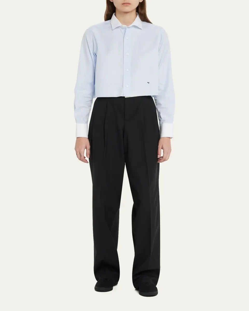 Hommegirls Cropped Shirt with Contrast Collar | Thumbnail 2 Hommegirls Cropped Shirt with Contrast Collar | Thumbnail 2