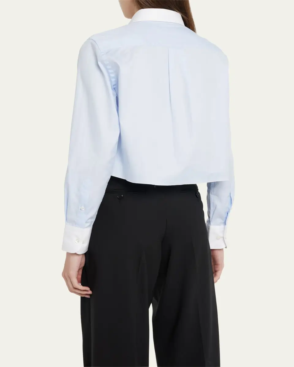 Hommegirls Cropped Shirt with Contrast Collar | Thumbnail 3 Hommegirls Cropped Shirt with Contrast Collar | Thumbnail 3