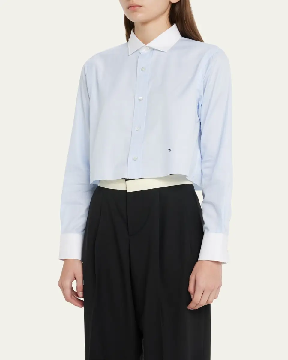 Hommegirls Cropped Shirt with Contrast Collar | Thumbnail 4 Hommegirls Cropped Shirt with Contrast Collar | Thumbnail 4