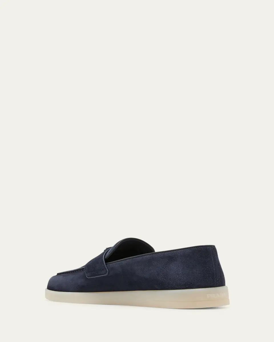 Prada Men's Saint Tropez Triangle Logo Suede Loafers | Thumbnail 11
