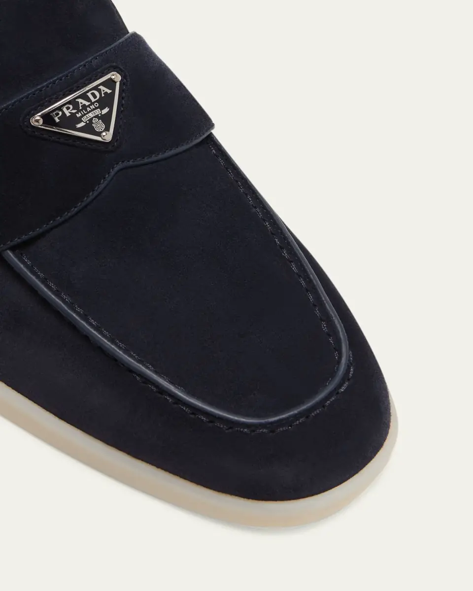Prada Men's Saint Tropez Triangle Logo Suede Loafers | Thumbnail 12