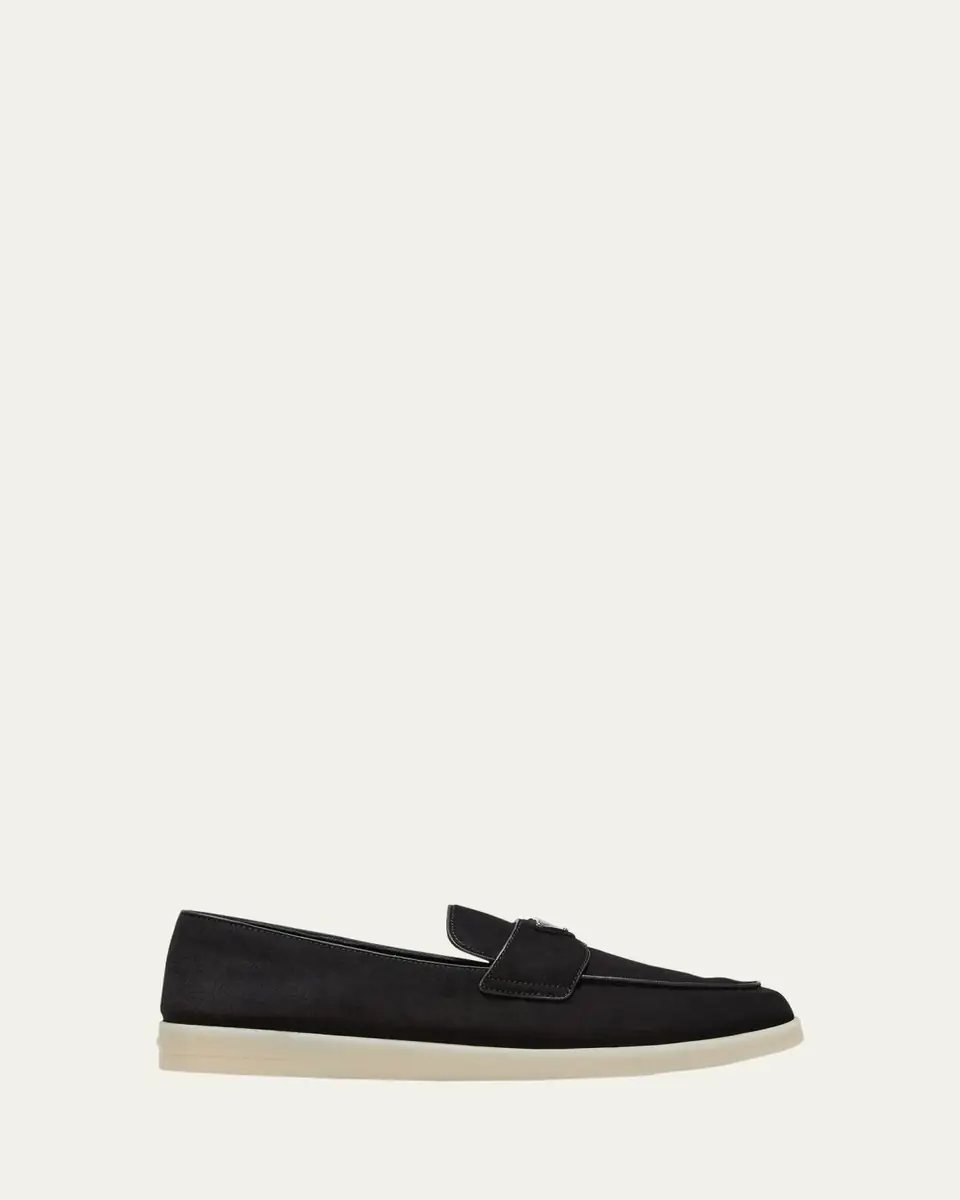 Prada Men's Saint Tropez Triangle Logo Suede Loafers | Thumbnail 13