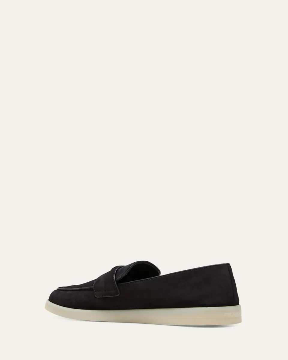 Prada Men's Saint Tropez Triangle Logo Suede Loafers | Thumbnail 14