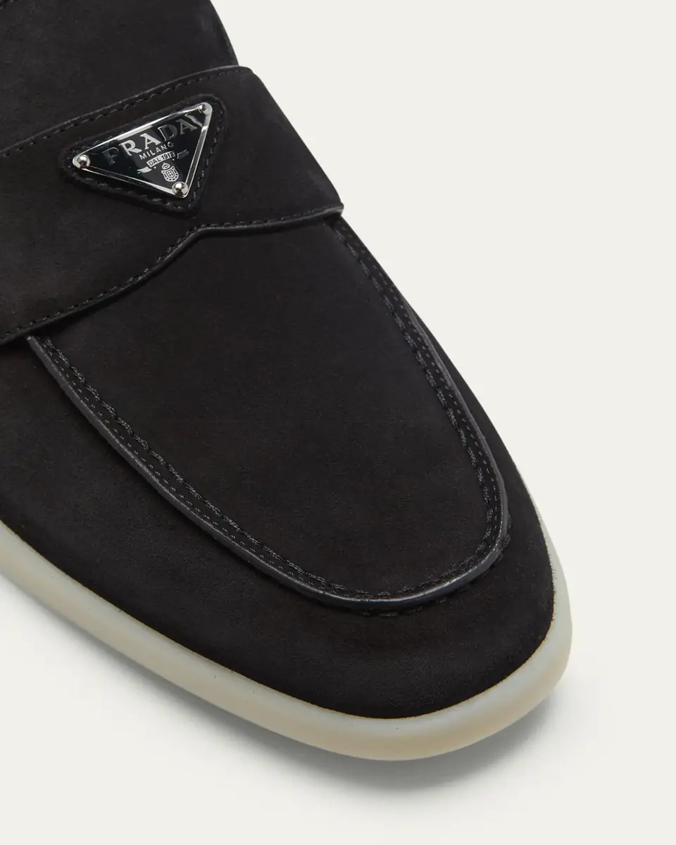 Prada Men's Saint Tropez Triangle Logo Suede Loafers | Thumbnail 15