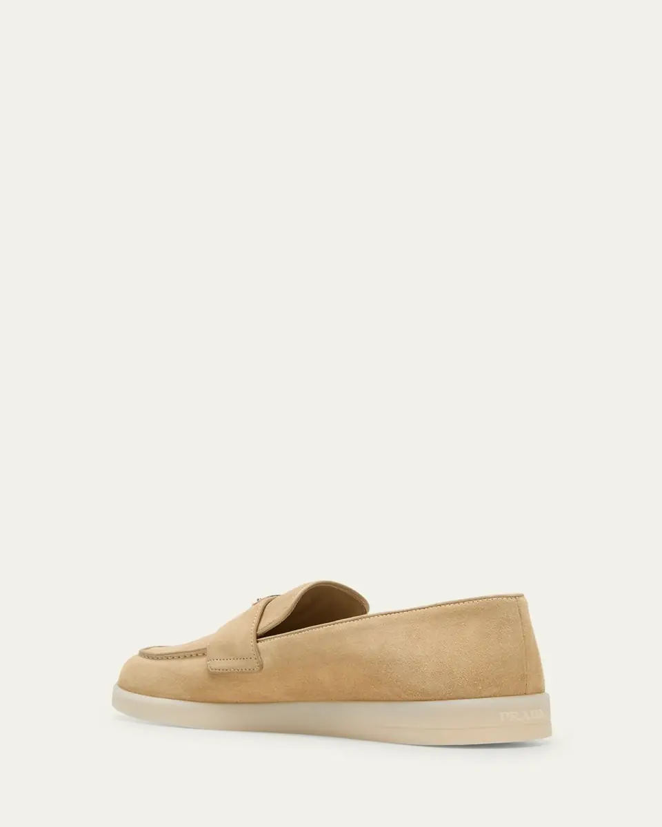 Prada Men's Saint Tropez Triangle Logo Suede Loafers | Thumbnail 6