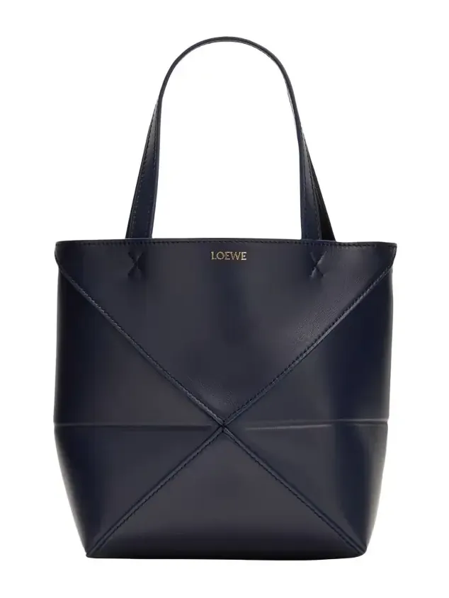 Puzzle Fold Mini Tote Bag in Shiny Leather