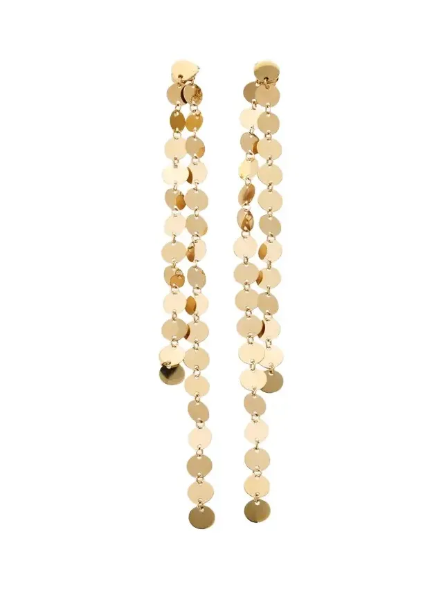 14K Yellow Gold Laser Disc Linear Earrings 14K Yellow Gold Laser Disc Linear Earrings