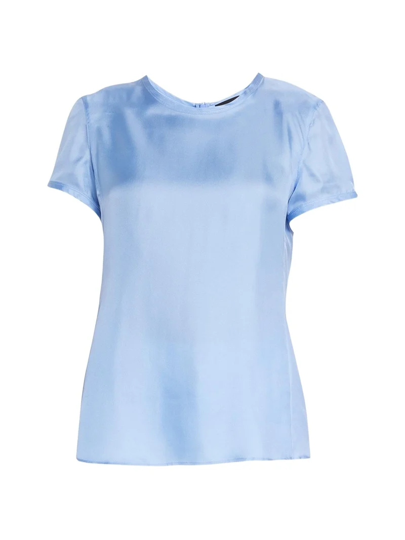 Crewneck Short-Sleeve Silk T-Shirt