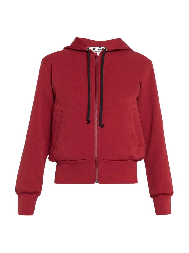 CDG Play Hooded Logo-Patch Zip-Front Sweatshirt
