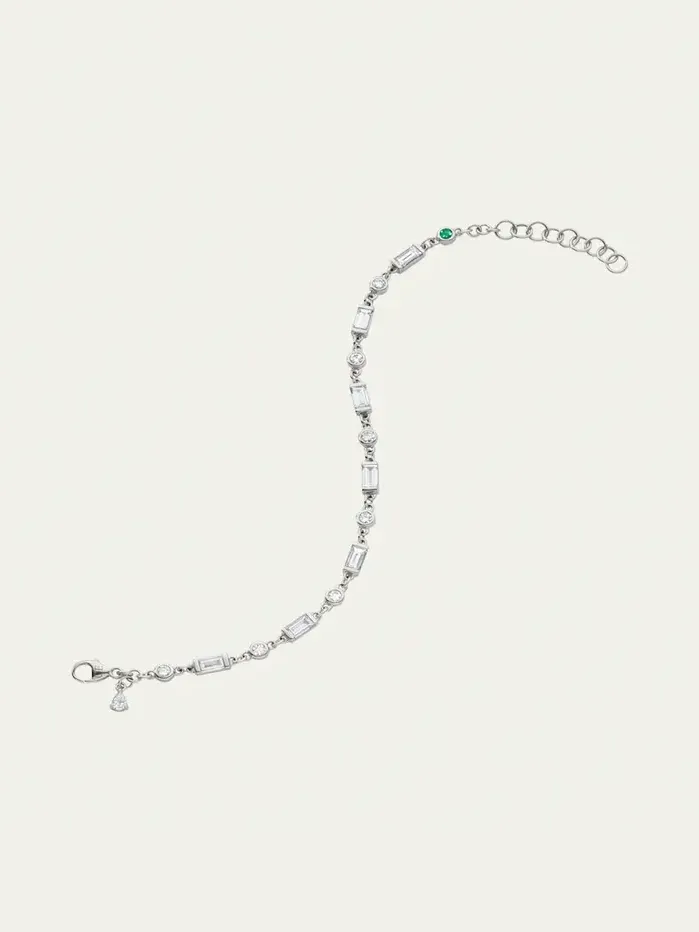 Sterling Silver Sapphire and Tsavorite Tennis Bracelet