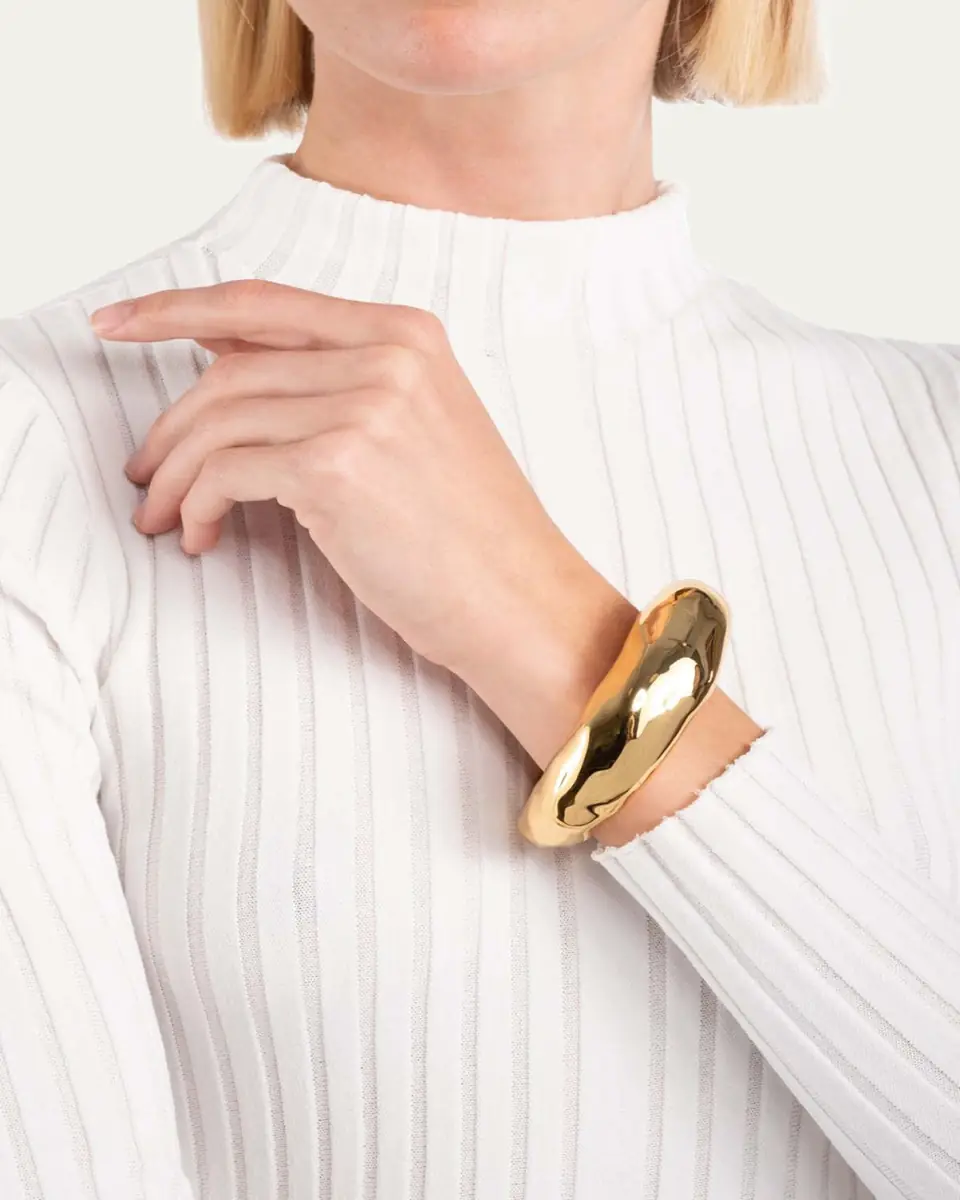 ALEXIS BITTAR Large Molten Gold Hinged Cuff Bracelet | Thumbnail 2