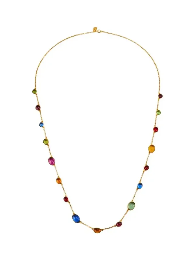 24K Yellow Gold Multi-Stone Wrap Station Necklace 24K Yellow Gold Multi-Stone Wrap Station Necklace