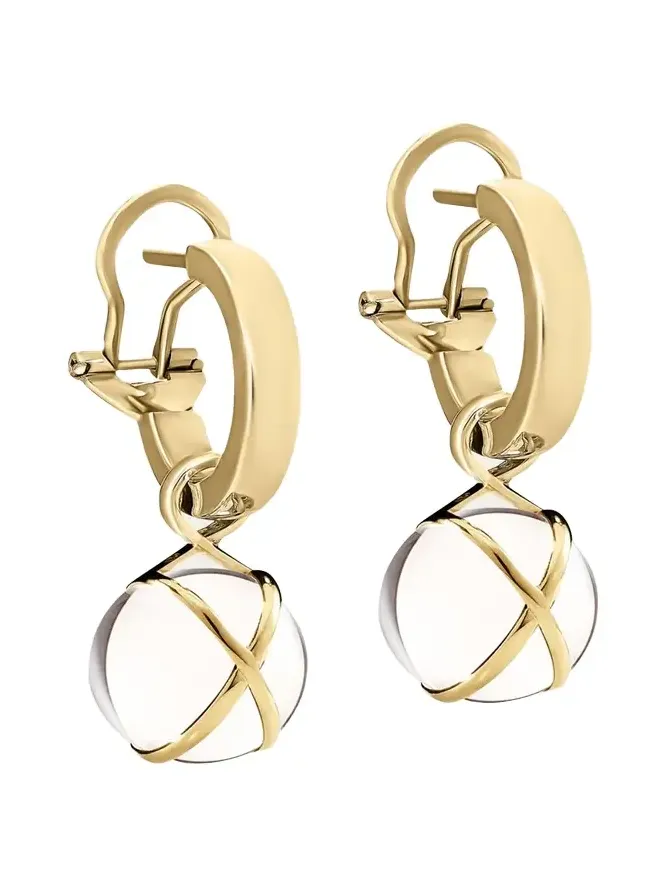 Prisma 18k Gold Crystal Quartz Hoop Drop Earrings Prisma 18k Gold Crystal Quartz Hoop Drop Earrings