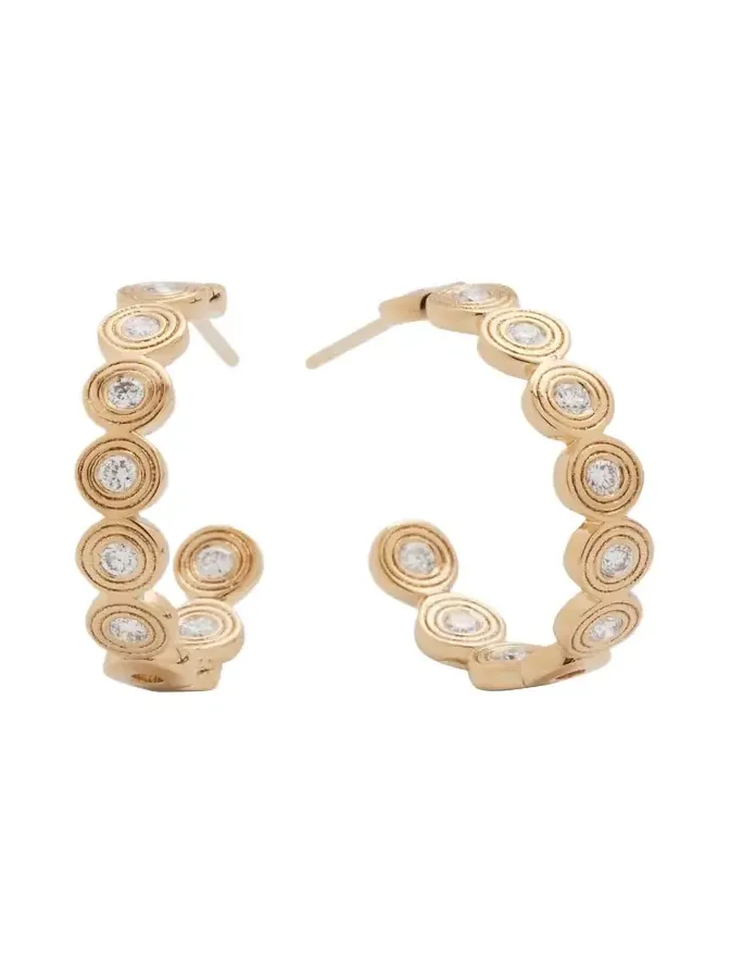 14k Gold Fluted Diamond Earrings 14k Gold Fluted Diamond Earrings