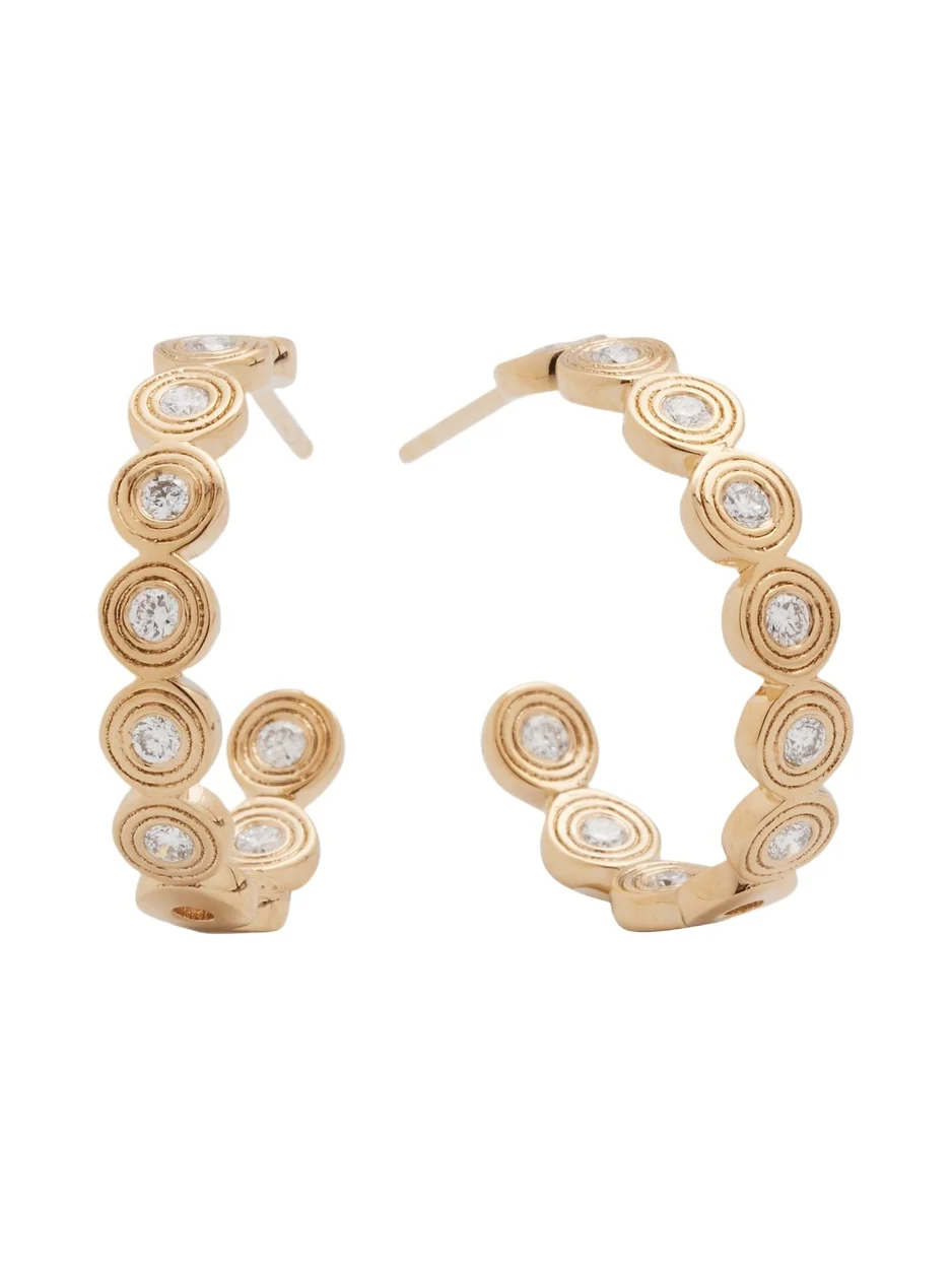 14k Gold Fluted Diamond Earrings 14k Gold Fluted Diamond Earrings