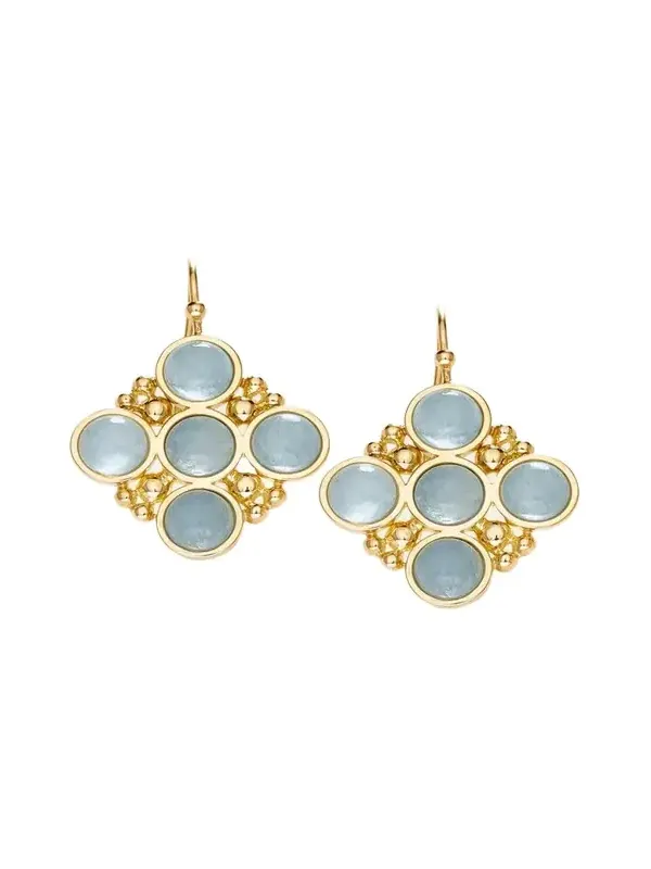 18k Gold Bubbles Aquamarine Drop Earrings