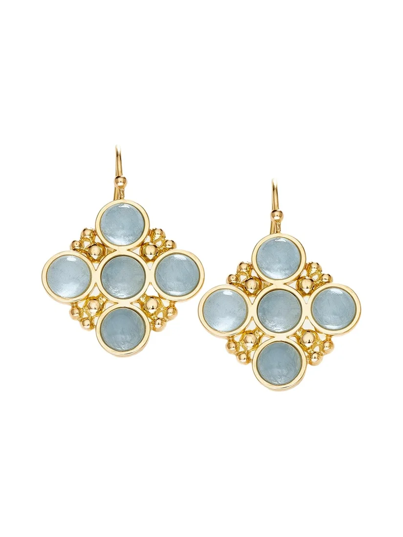 18k Gold Bubbles Aquamarine Drop Earrings