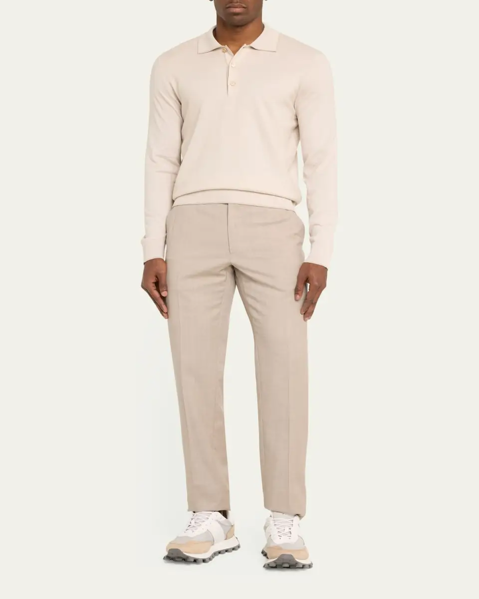 Brioni Men's Wool-Silk Polo Shirt | Thumbnail 2