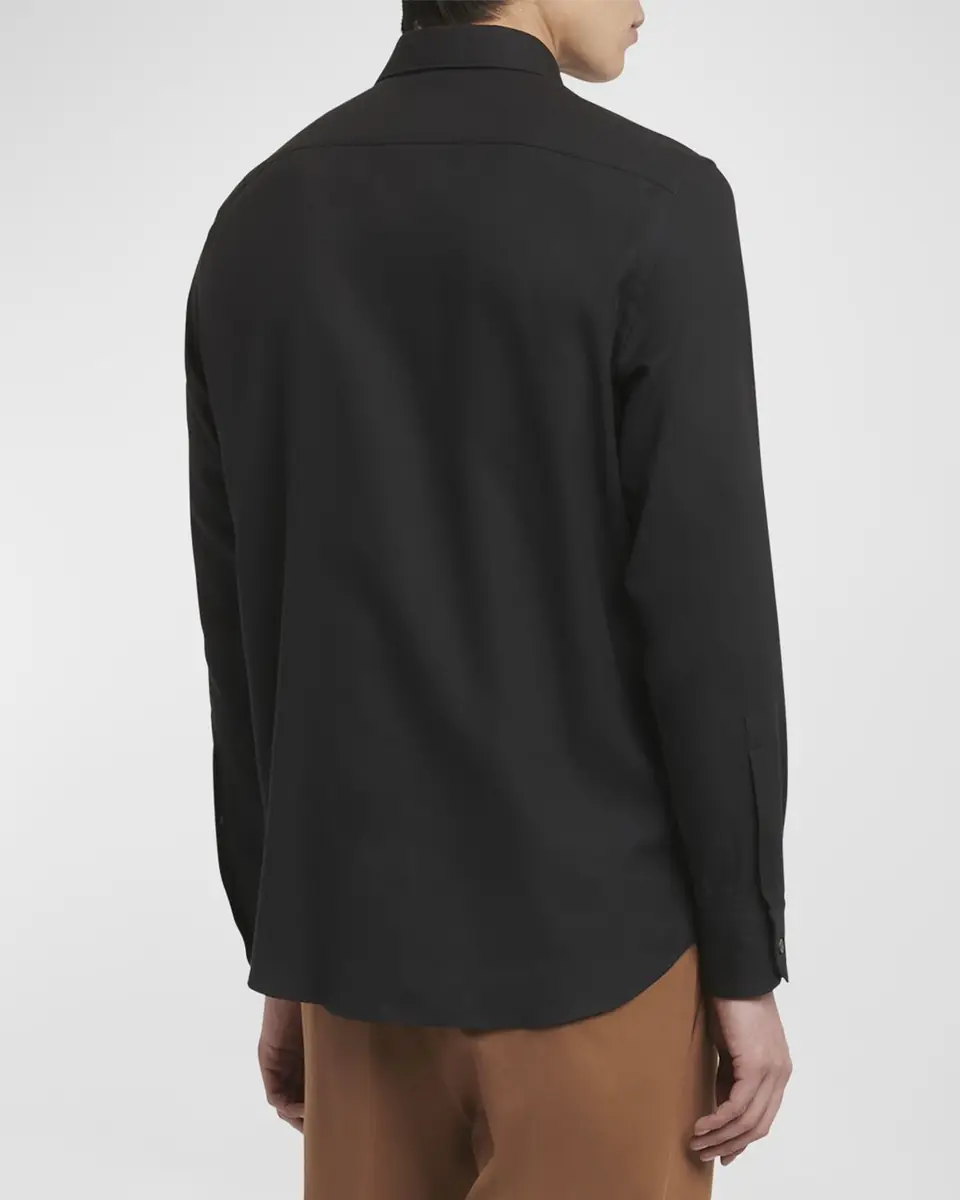 ZEGNA Men's Cashco Cashmere-Cotton Sport Shirt | Thumbnail 2 ZEGNA Men's Cashco Cashmere-Cotton Sport Shirt | Thumbnail 2