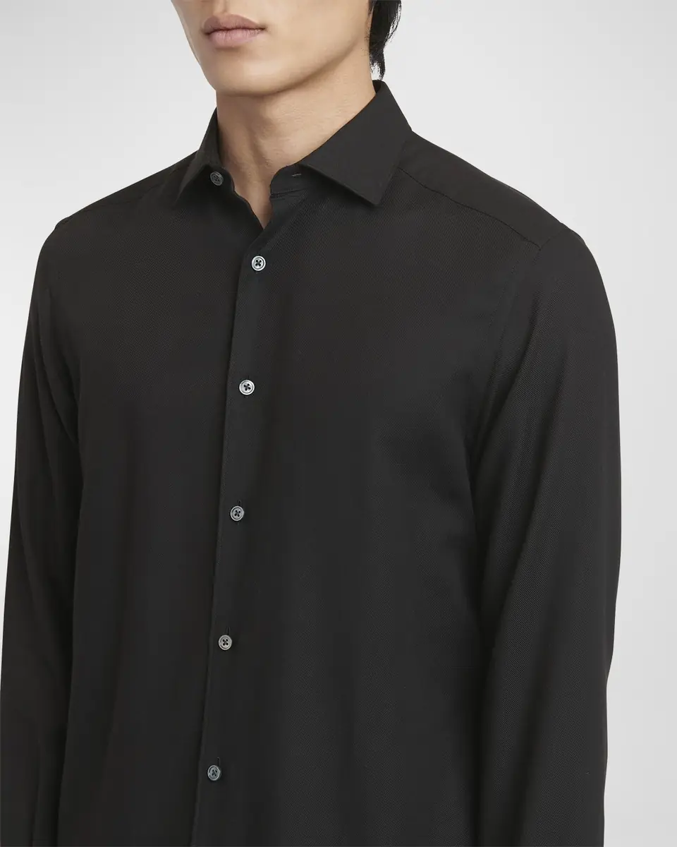 ZEGNA Men's Cashco Cashmere-Cotton Sport Shirt | Thumbnail 4 ZEGNA Men's Cashco Cashmere-Cotton Sport Shirt | Thumbnail 4